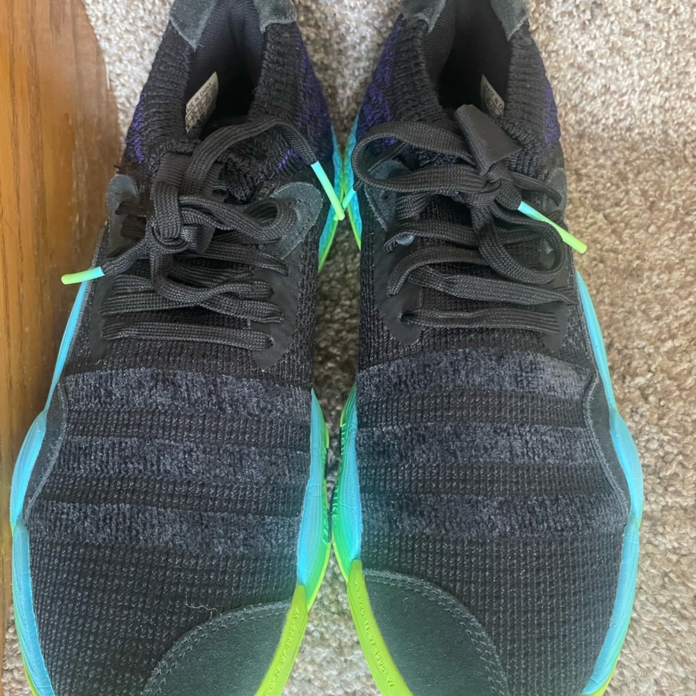 adidas Men's Black with Teal and Neon Green Athletic Shoes